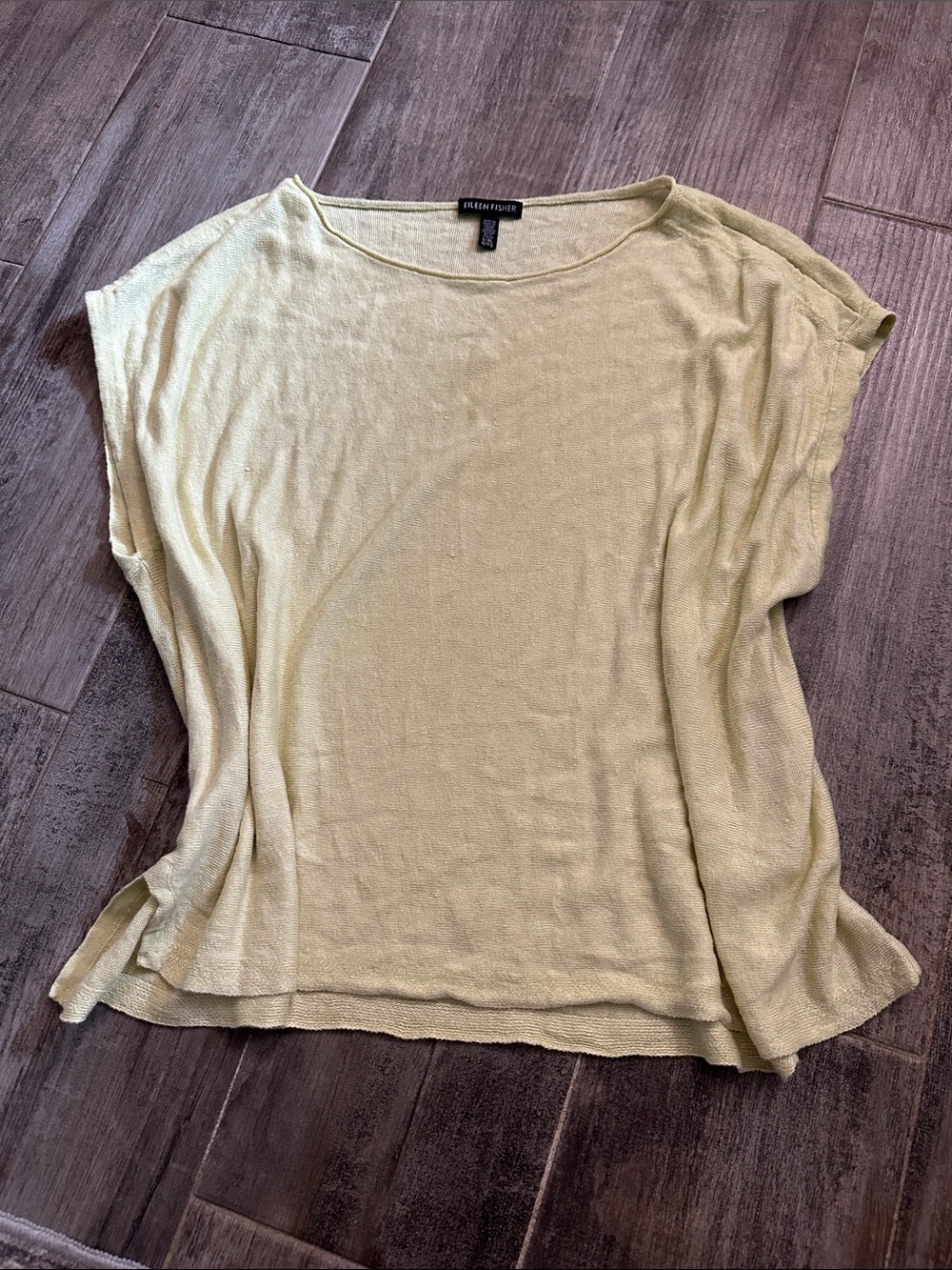 Eileen Fisher 100%  Organic Linen knit top- size Large/XLarge- Lime Green/Yellow